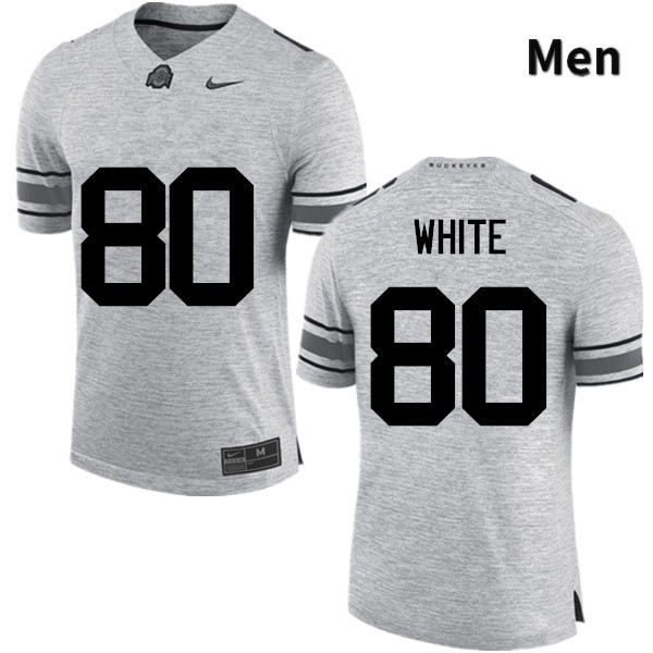 Ohio State Buckeyes Brendon White Men's #80 Gray Game Stitched College Football Jersey